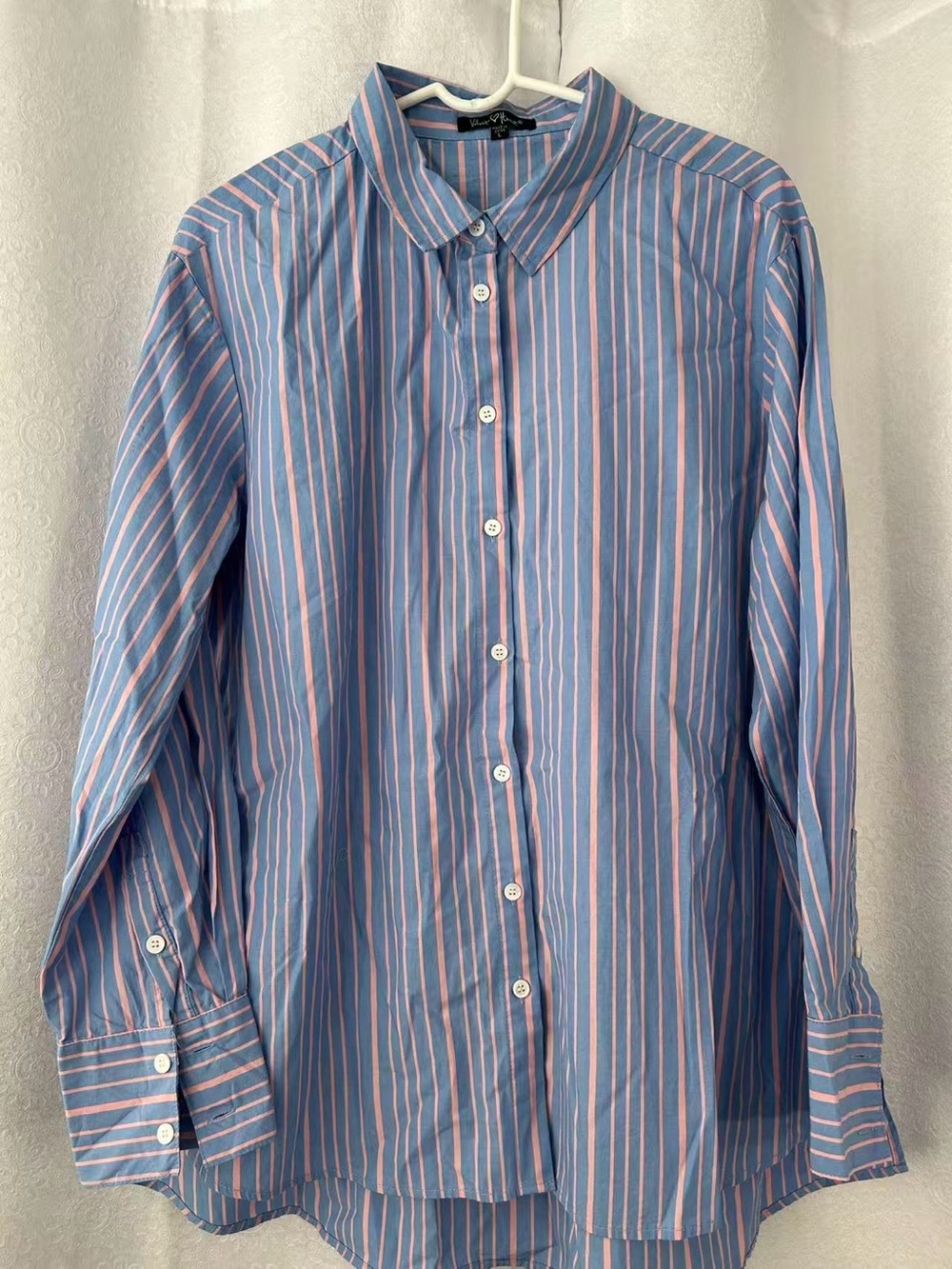 Women's Blue & Pink Striped Button-Down Shirt - Classic Collar